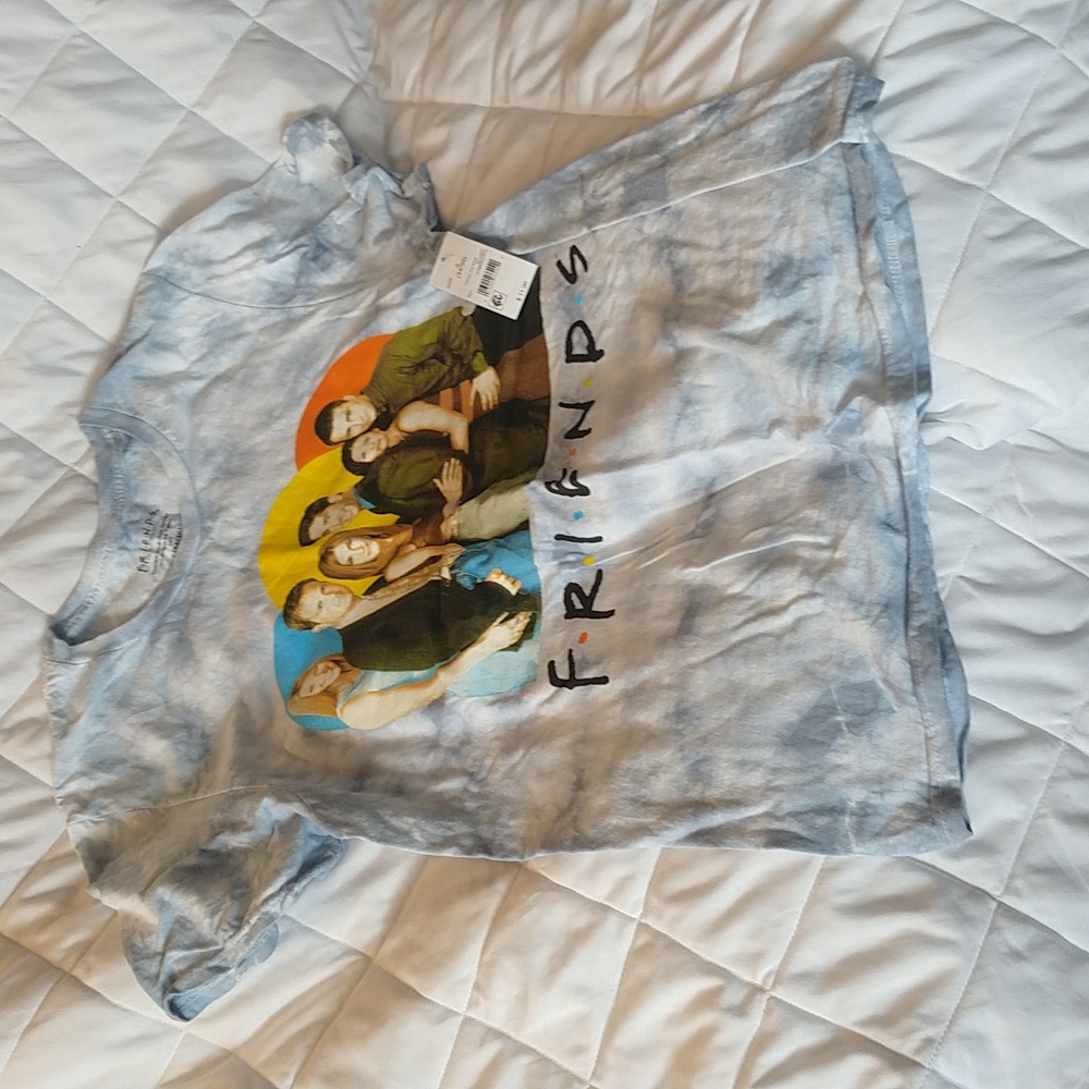Unisex Friends small blue tie dye T-shirt